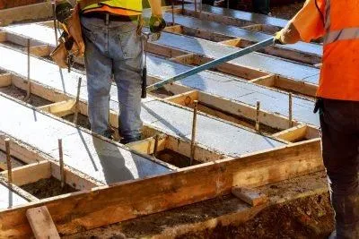 Formwork set up for a concrete wall pour