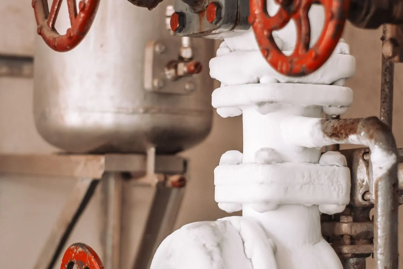 Industrial piping with valves